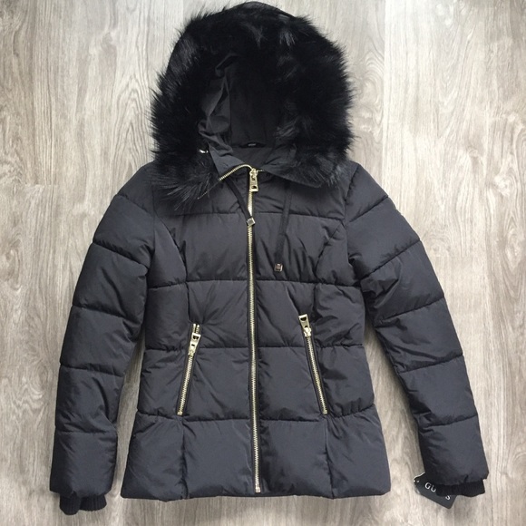 guess black puffer jacket